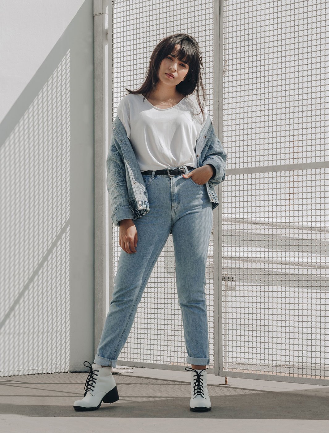 High waisted slim mom jeans